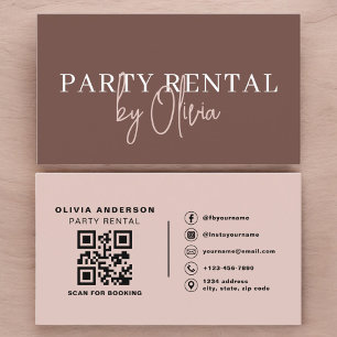 Carte De Visite Location de fête avec code QR Terracotta Moderne