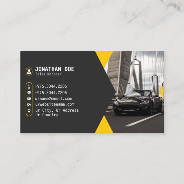 Carte De Visite Location de voiture moderne | Jaune gris (Devant)