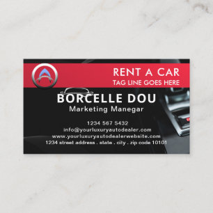 Carte De Visite Location de voiture moderne   monogramme noir et r