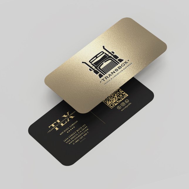 Carte De Visite Logistique Truck Driver Elégant Black Gold moderne (Logistics Truck Driver Elegant Modern Black Gold )