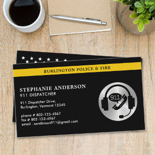 Carte De Visite Logo 911 Dispatcher Custom Thin Gold Line