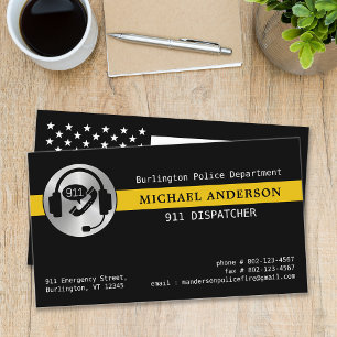 Carte De Visite Logo 911 Dispatcher personnalisé Ligne Or mince