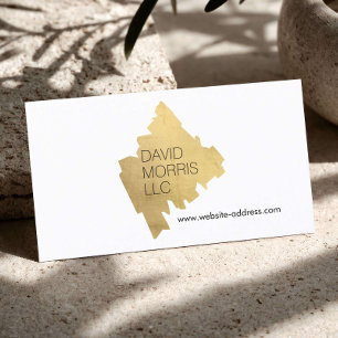 Carte De Visite Logo abstrait de luxe avec coup de pinceau doré su