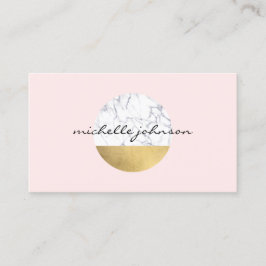 Carte De Visite Logo Abstrait en marbre moderniste/cercle or rose 