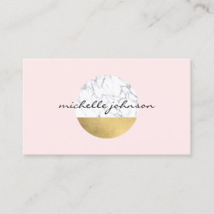 Carte De Visite Logo Abstrait en marbre moderniste/cercle or rose 