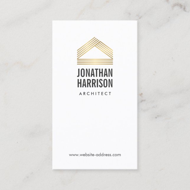 Carte De Visite Logo Abstrait moderne Gold/White (Devant)