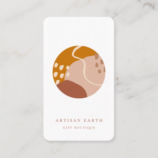 Carte De Visite Logo Abstrait rustique de Earthy Artisan (Devant)