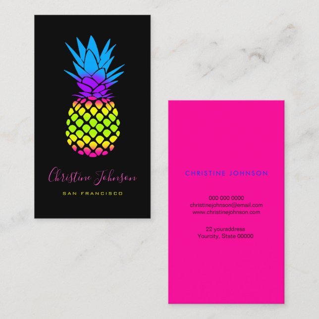 Carte De Visite logo ananas couleur néon (Devant / Derrière)