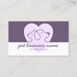 Carte De Visite Logo Animal De Compagnie Chien Chat Cœur violet