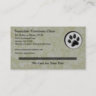 Carte De Visite Logo animal vétérinaire avec la patte noire et