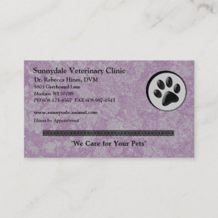 Carte De Visite Logo animal vétérinaire avec la patte noire et