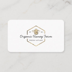 Carte De Visite Logo Apiariste Gold Bumble Bee Honeypeb