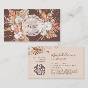 Carte De Visite Logo aquarelle herbe des Pampas terracotta Boho