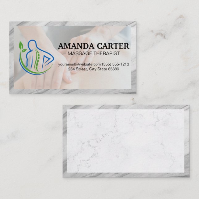 Carte De Visite Logo arrière de colonne vertébrale | Massage de ti (Devant / Derrière)
