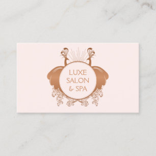 Carte De Visite Logo Art Nouveau Peacocks Rose or/rose