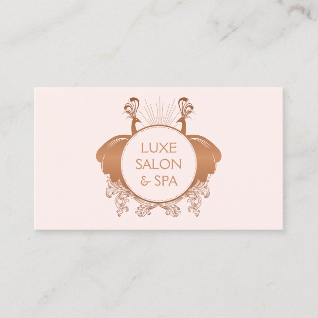 Carte De Visite Logo Art Nouveau Peacocks Rose or/rose (Devant)