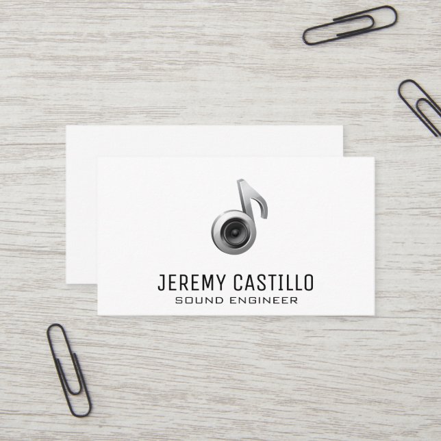 Carte De Visite Logo audio du haut-parleur | Musicien d'ingénieur  (Devant/Arrière en situation)