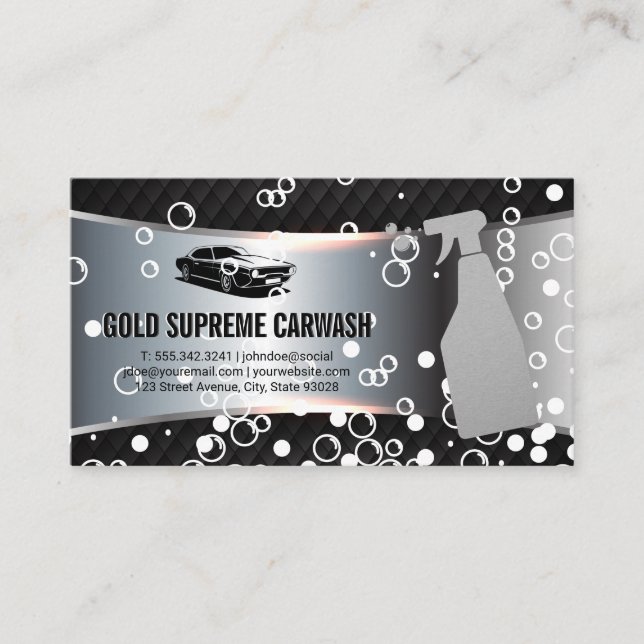 Carte De Visite Logo Auto Car Wash | Bulles de savon (Devant)