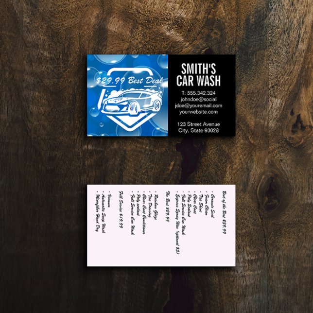 Carte De Visite Logo Auto Car Wash | Bulles de savon (Créateur téléchargé)