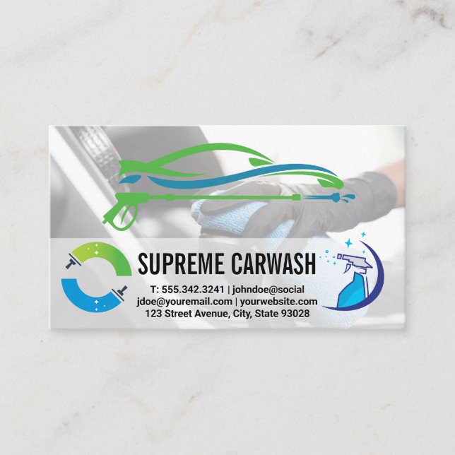 Carte De Visite Logo auto de lavage de voiture | Outil de nettoyag (Devant)