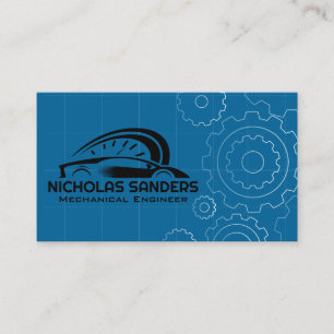 Carte De Visite Logo Auto Voiture Sport   Imprimantes en bleu méca