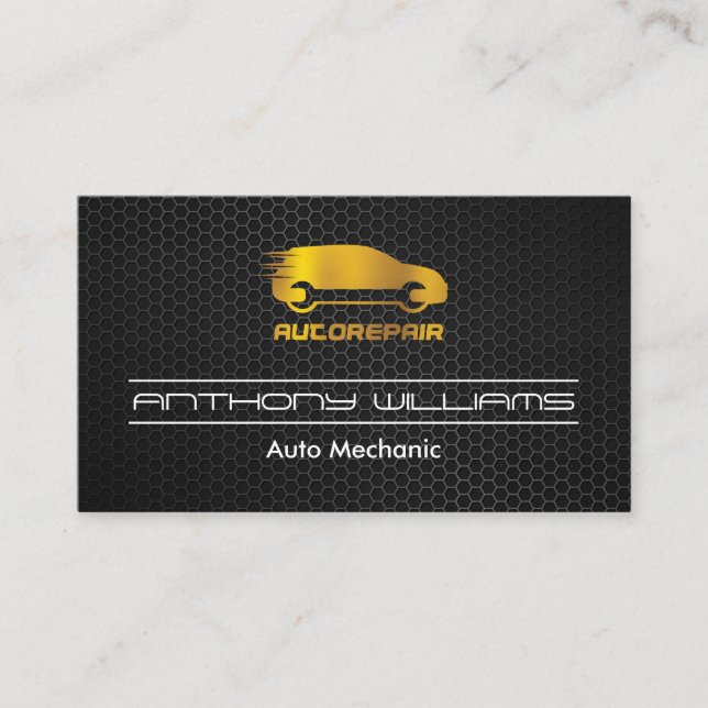 Carte De Visite Logo automatique en fibre de carbone métallique (Devant)