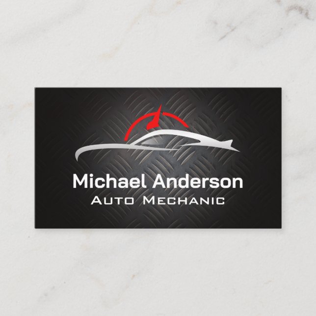 Carte De Visite Logo automatique | Services de voiture | Acier mét (Devant)