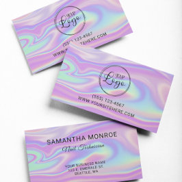 Carte De Visite Logo avec URL du site Web Purple Mint Iridescente