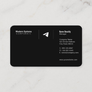 Carte De Visite Logo Avion en Papier   Simple Noir