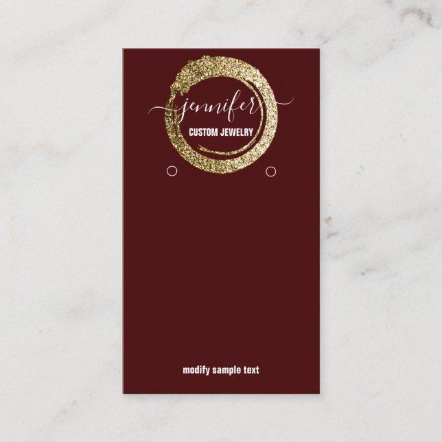 Carte De Visite Logo Bijoux personnalisés Médias sociaux Bourgogne (Devant)
