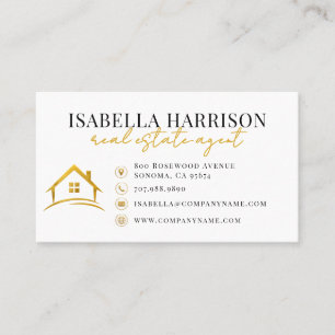 Carte De Visite Logo Blanc Or Immobilier Moderne