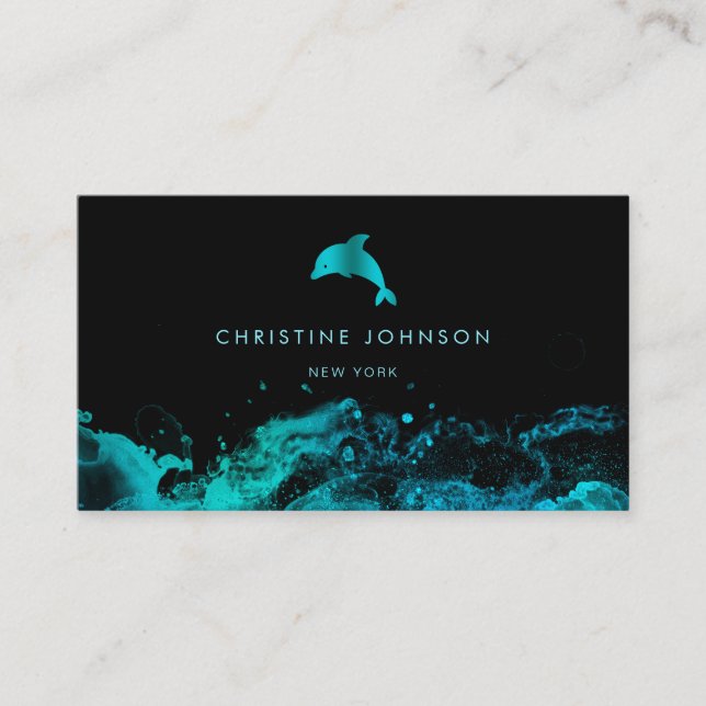 Carte De Visite logo bleu turquoise dauphin (Devant)