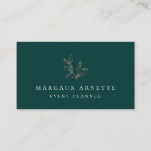 Carte De Visite Logo botanique Teal d'or rose élégant