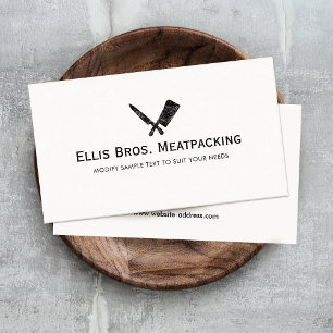 Carte De Visite Logo Boucher Couteau et Nettoyeur de Viande