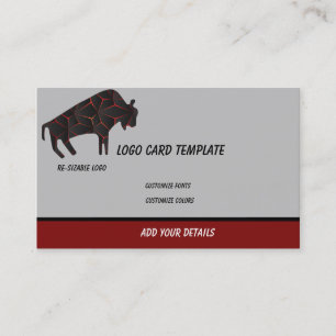 Carte De Visite Logo Bull BIson des animaux préhistoriques