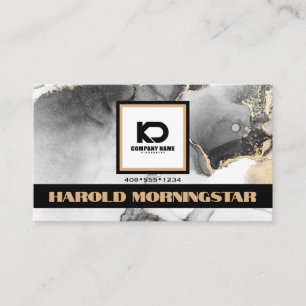 Carte De Visite Logo carré BOLD noir et or et code QR 