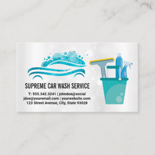 Carte De Visite Logo Carwash   Gouttes d'eau   Outils de nettoyage