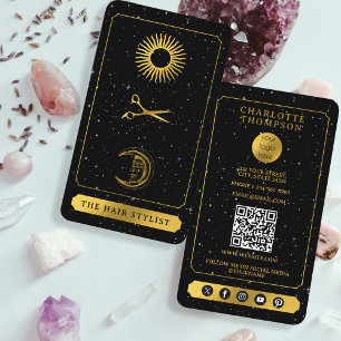 Carte De Visite Logo céleste Tarot Coiffeur Black Gold