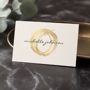 Carte De Visite Logo Cercle Peint en Or Faux Luxueux Designer Ivoi