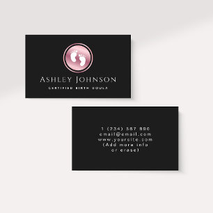 Carte De Visite Logo Certifié pour bébé Doula Rose Gold Pieds