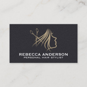 Carte De Visite Logo Cheveux Salon de Beauté Cuir