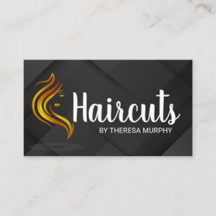 Carte De Visite Logo Cheveux   Salon pour Femmes   Fond Noir