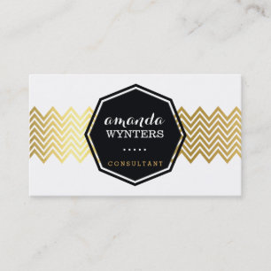 Carte De Visite LOGO chevron moderne motif feuille d'or octagon