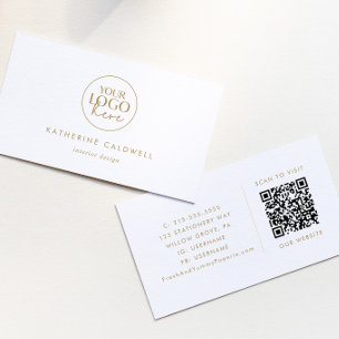Carte De Visite Logo Chic Gold Typographie et code QR