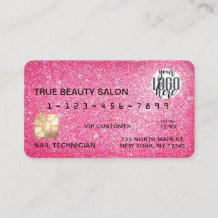 Carte De Visite Logo Chic Sparkly Neon Parties scintillant rose