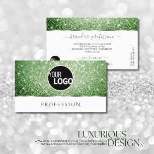 Carte De Visite Logo Chic White Forest Green Parties scintillant S
