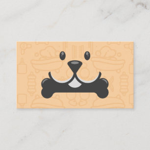 Carte De Visite Logo Chien Mignon Tenant un Os   Toiletteurs