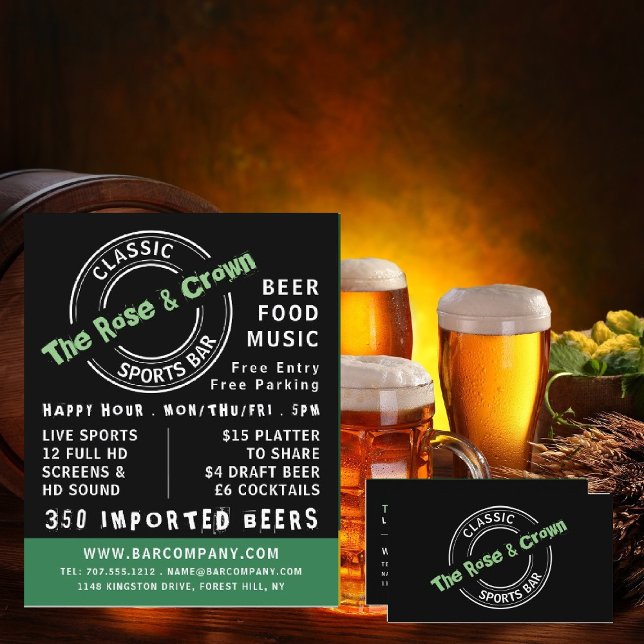 Carte De Visite Logo Classic Sports Bar, Pub/Brasserie (Créateur téléchargé)