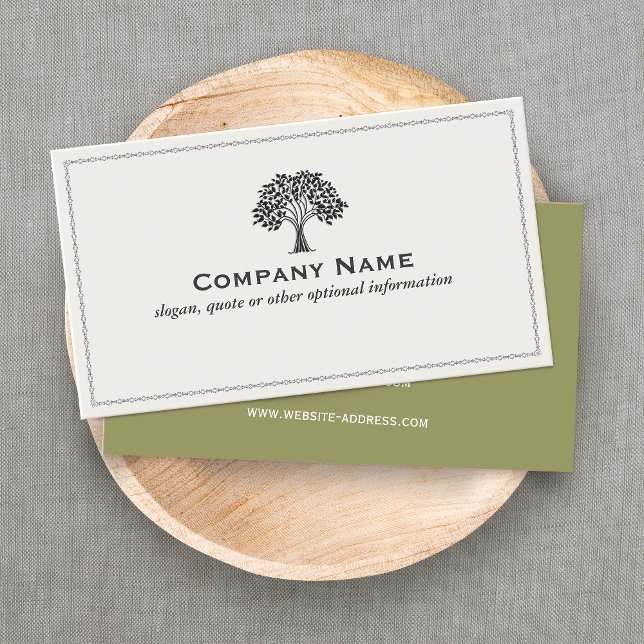 Carte De Visite Logo classique d'arbre noir et blanc (Créateur téléchargé)