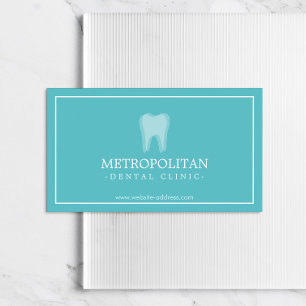 Carte De Visite Logo classique pour dentiste moderne sur Aqua Blue